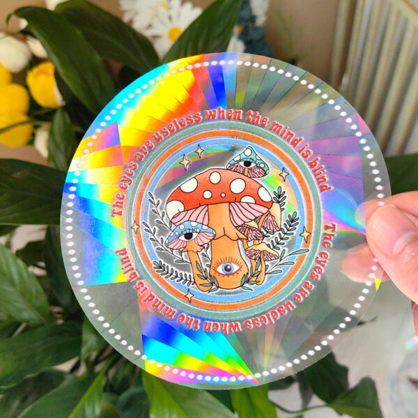 "Mindful Vision Suncatcher – Psychedelic Mushrooms with All-Seeing Eye"