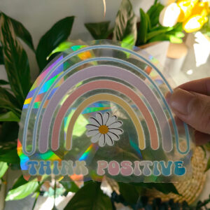 Think Positive Rainbow Sticker 🌈🌼