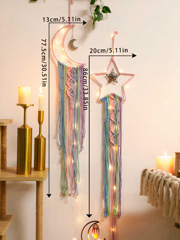 2PCS Moon Star Set Dream Catcher Macrame Wall Hanging - Image 2