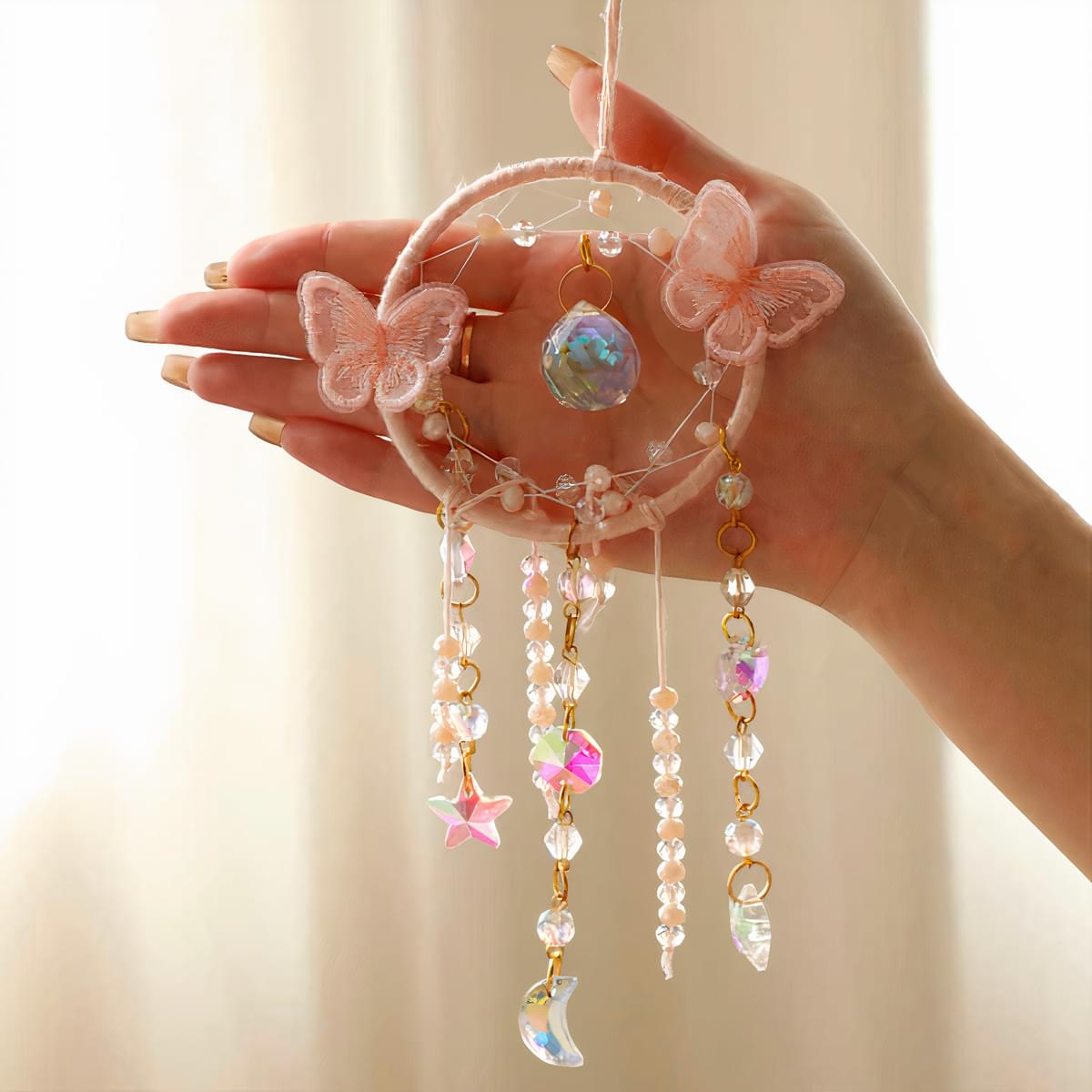 Butterfly Dream Catcher Kids Boho Small Crystal Dream Catcher - Image 4