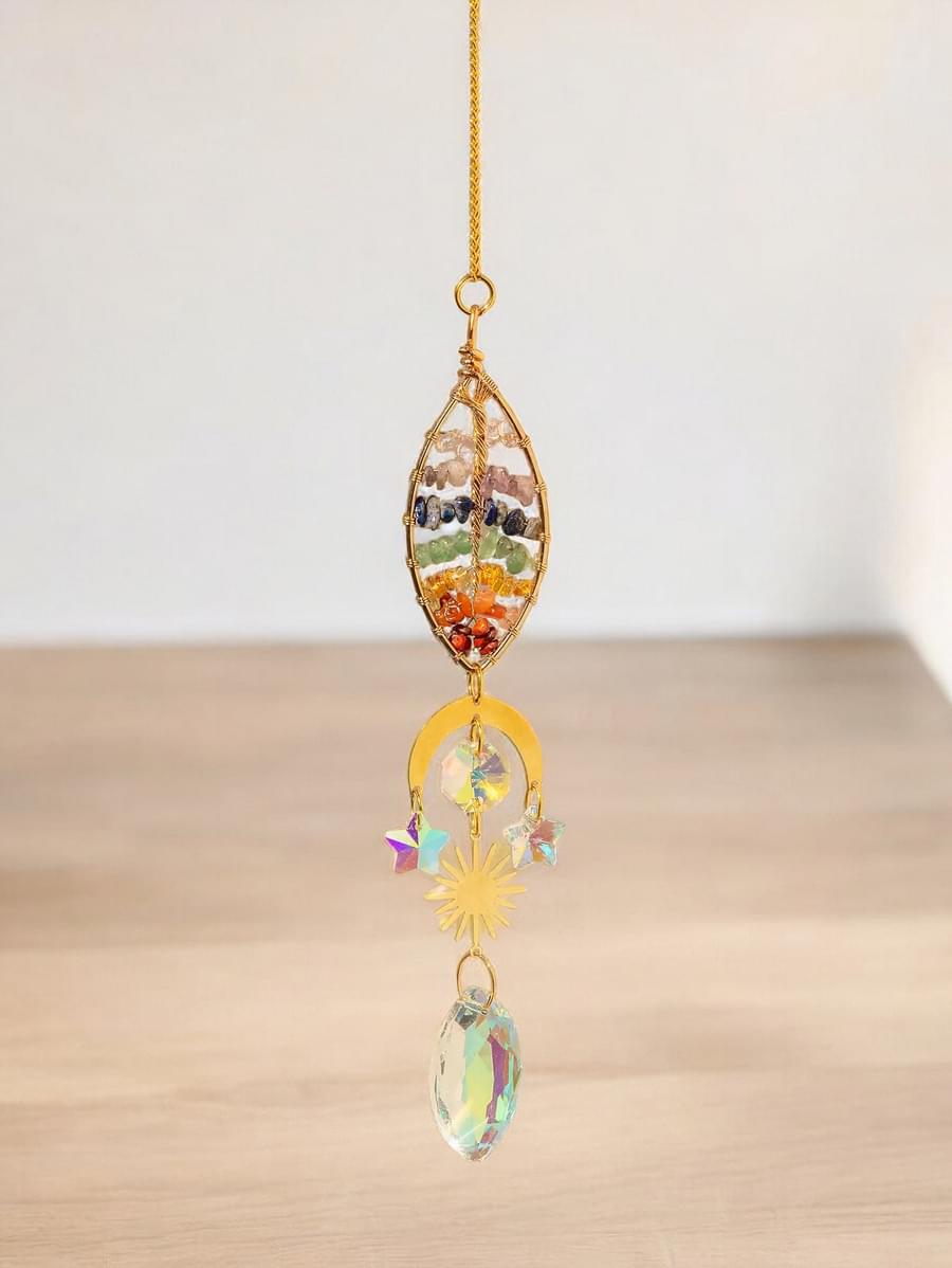 3 Pieces Tree of Life Crystal Sun Catcher Pendant  Rainbow Maker - Image 2