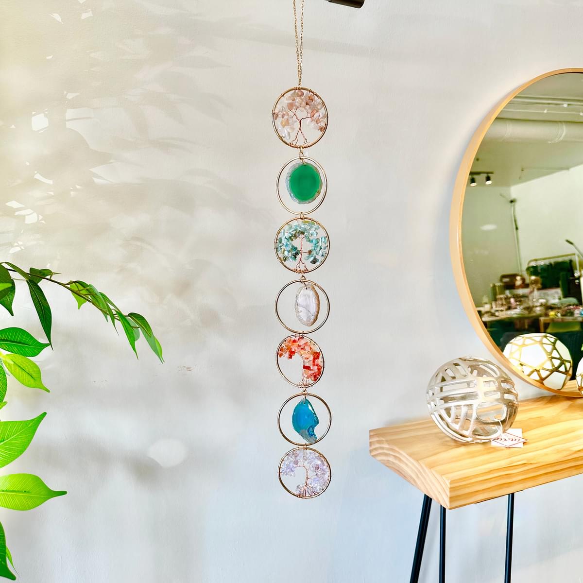 Natural 7 Chakra Tree of Life Wall Hanging Gemstone Crystals - Image 3